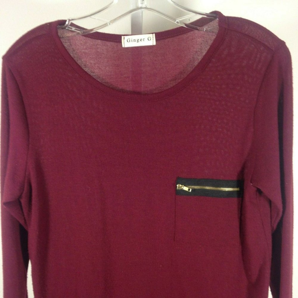 Ginger G Maroon Womens Medium size m Long Sleeve‎ Pullover Shirt